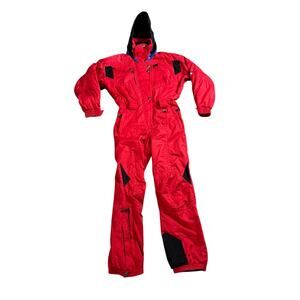 Obermeyer Edge II Ski Suit Women's 8 Red Thermolite One Piece Hooded Snow Retro